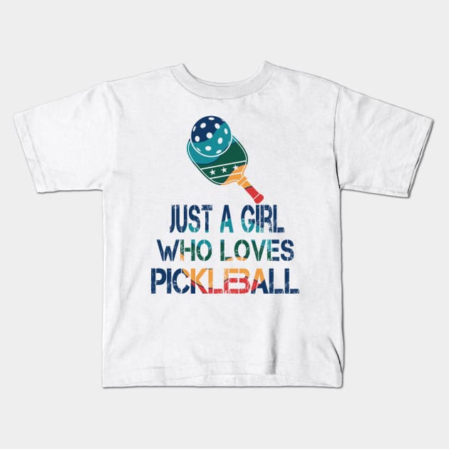 Pickleball women rainbow Kids T-Shirt by Positively Petal Perfect 